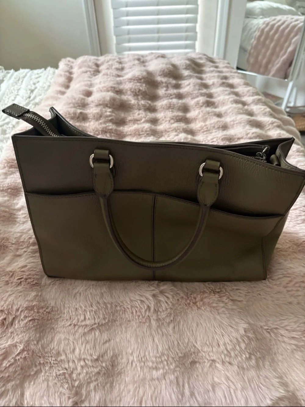 Brighton Olive Green Studded Satchel with Heart Charm - Picture 2 of 2